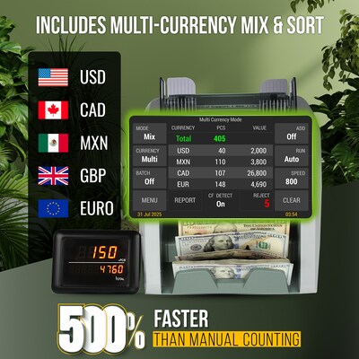 Kolibri V2 Bill Counter, 1-Compartment, Gray (B-Domino V2)