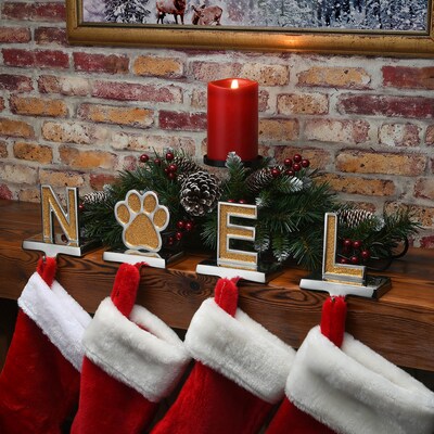 National Tree Company 5 Gold Sparkle NOEL Stocking Holders, 4-Pieces (MO57-MAE20213-1)