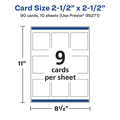 Avery Business Cards, 2.5" x 2.5", Glossy White, 90/Pack (95271)