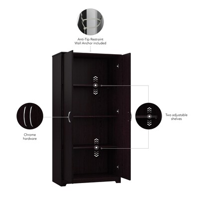 Bush Furniture Cabot 61"H Tall Storage Cabinet with Doors, Espresso Oak (WC31899)