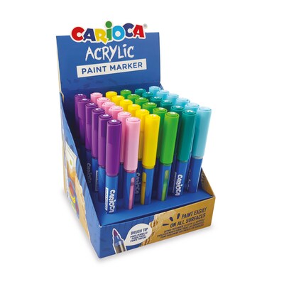 CARIOCA Water Based Acrylic Paint Marker Expo, Brush Tip, Assorted Colors, 36/Set (CRA41401)
