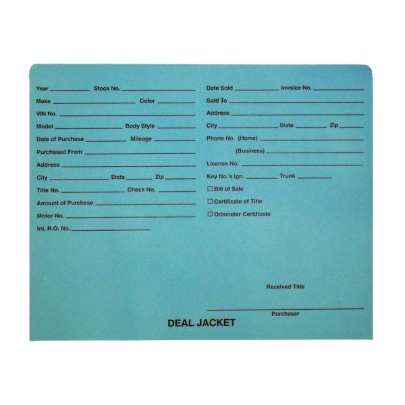 BSP Automotive Dealer Printed Jacket, Letter Size, Turquoise, 100/Box (S-09432-TURQ)