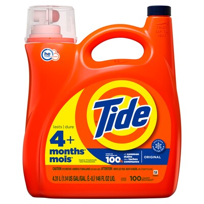 Tide HH Liquid Laundry Detergent, Original Scent, 100 Loads, 132 fl oz. (12101)