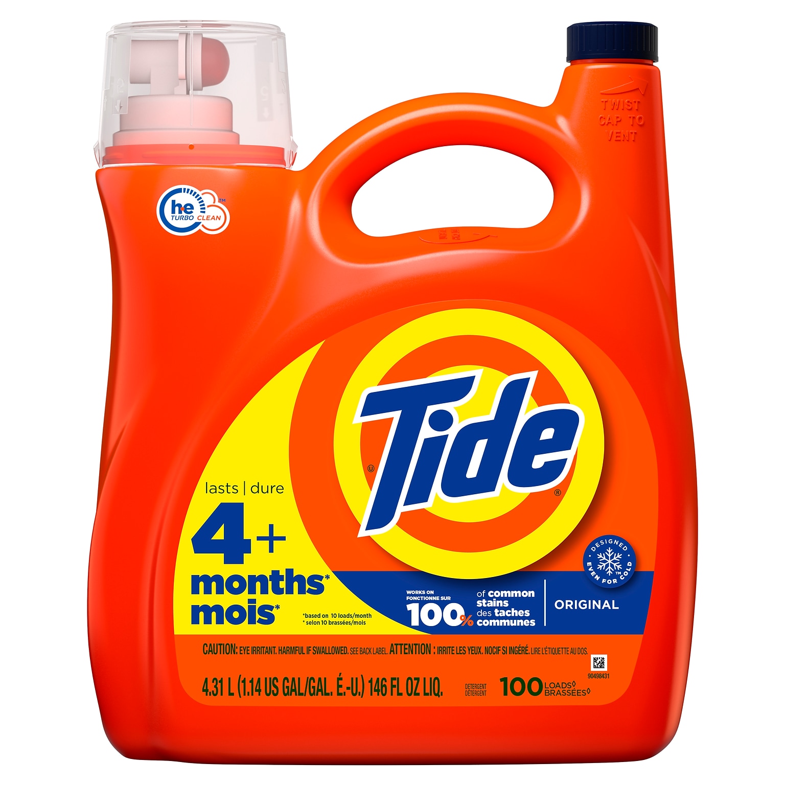 Tide Liquid Laundry Detergent, Original Scent, 132 fl oz, 100 Loads (12101)