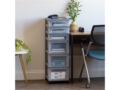 Iris 6-Drawer Storage Cart, Gray/Translucent White (585087)