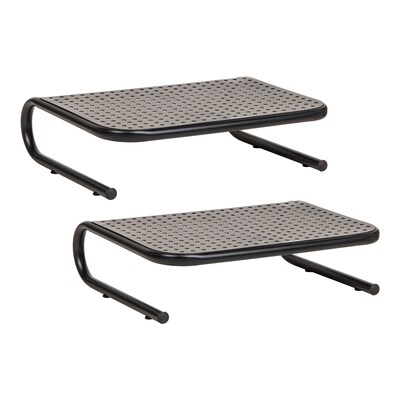 Mind Reader Ventilated Monitor Stand, Holds up to 44 lbs., Metal, Black, 2/Pack (2METMONST-BLK)