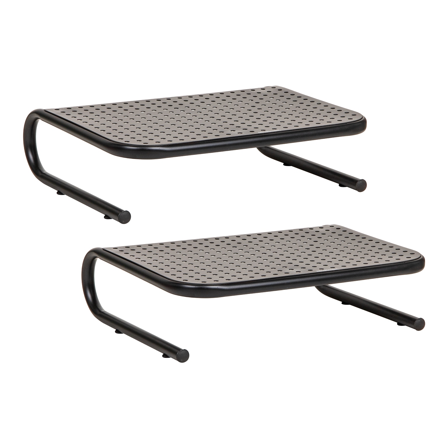 Mind Reader Ventilated Monitor Stand, Holds up to 44 lbs., Metal, Black, 2/Pack (2METMONST-BLK)