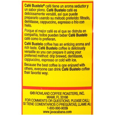 Café Bustelo Espresso Ground Coffee, Espresso Roast, 10 oz., Each (SMU00610/00050)