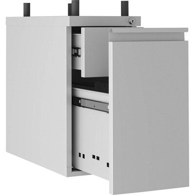 Lorell Mobile Vertical File Cabinet, Letter/Legal Size, Lockable, 19.2"H x 10"W x 20"D, Silver (LLR00046)