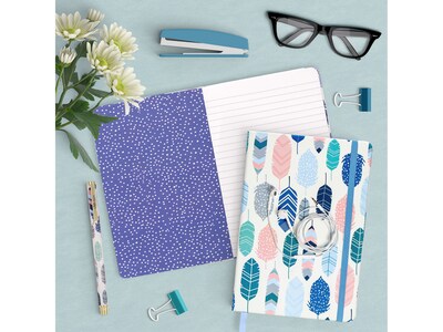 Carpe Diem Feathers Journal, 5.24" x 8.27", Wide-Ruled, Multicolor, 192 Pages (9373-CD)
