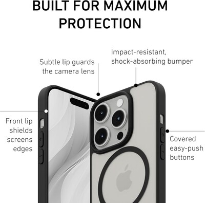 PEEL Bumper Series MagSafe Phone Case for iPhone 15 Pro Case, Shock Absorbing, Black (I15_PRO_BUMPER_BLACK)