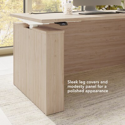 Bush Business Furniture Stratus 72"W Electric L-Shaped Adjustable Standing Desk, Natural Elm (SUT014NE)