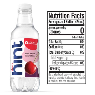 Hint Cherry Flavored Water, 16 oz., 12/Carton (184739001573)