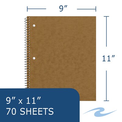Roaring Spring Ink What You Think 1-Subject Notebook, 9" x 11", College-Ruled, 70 Sheets, Kraft, 24/Carton (10000CS)
