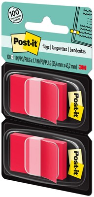 Post-it Flags, 1" Wide, Red, 100 Flags/Pack (680-RD2)