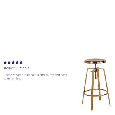 Flash Furniture Toledo Industrial Metal Barstool, Gold, 2-Pieces (2CH18107026SGLD)