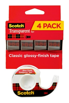 Scotch® Transparent Tape, 3/4 x 23.6 yds., 4 Rolls (4814)