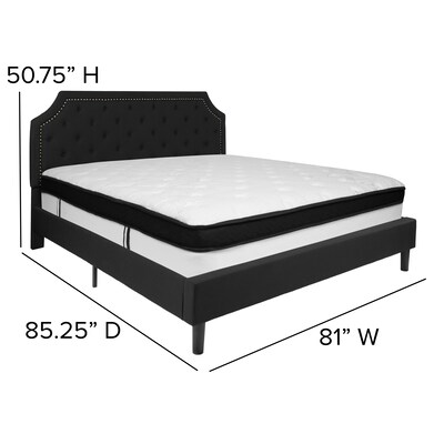 Flash Furniture Brighton Tufted Upholstered Platform Bed in Black Fabric with Memory Foam Mattress, King (SLBMF8)