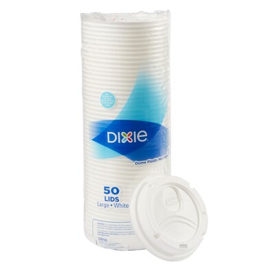 Dixie Dome Plastic Hot Cup Lids, 10-20 oz., White, 500/Carton (9542500DX)