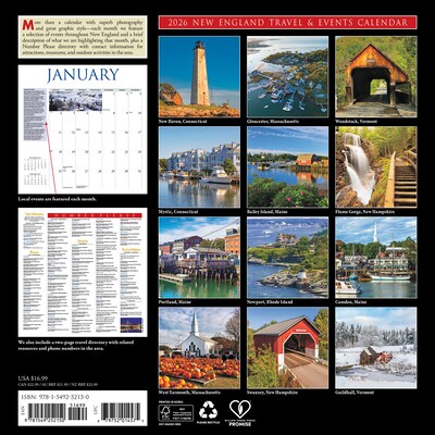 2026 Willow Creek New England 12 x 12 Monthly Wall Calendar (52150)