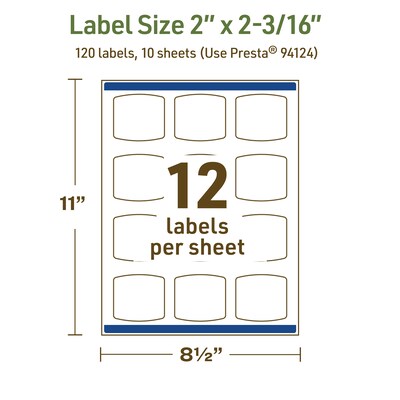 Avery Dissolvable Square Multipurpose Labels, 2" x 2-3/16", Off-white, 120/Pack (94124)