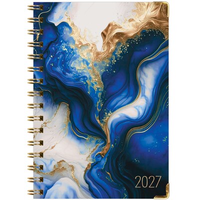 2027 Excello Brands 6" x 8" Weekly & Monthly Standard Planner, Paperboard Cover, Dark Blue Marble (FSHN-CY27-58-23)