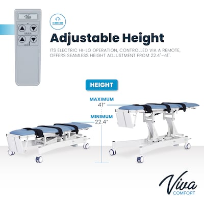 Viva Comfort Electric Height Adjustable Physical Therapy Tilt Table with Straps, 485 lbs. Capacity, Blue (ADI903-05-MK)