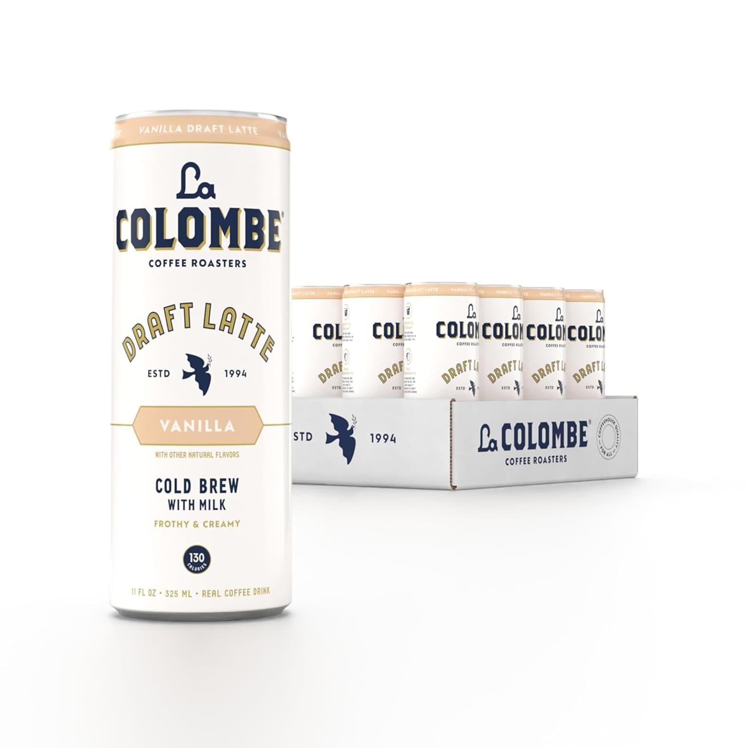 La Colombe Draft Vanilla Latte Caffeinated Cold Brew Coffee, Medium Roast, 11 oz., 12/Carton (PPPURC1203)