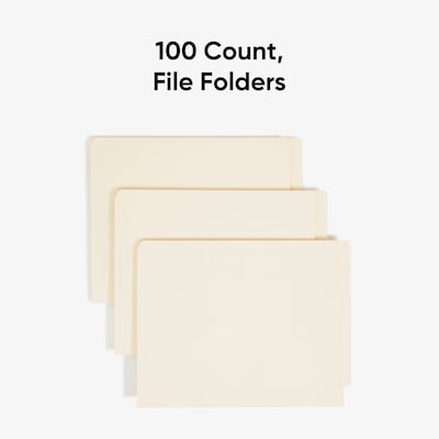 Smead Shelf-Master Recycled End Tab File Folder, Straight Cut, Letter Size, Manila, 100/Box (24111)