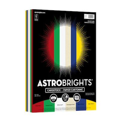 Astrobrights 65 lb. Cardstock Paper, 8.5 x 11, Holiday Hues Assortment, 150 Sheets (91812)