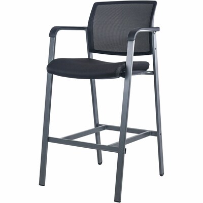 Lorell Contemporary Fabric Full Back Industrial/Shop Stool, Black/Gray (LLR30954)