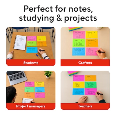 Staples Index Cards, 3" x 5", Lined, Neon Assorted Colors, 300 Pack – Bright Ruled Cards for Studying, Notes & Projects