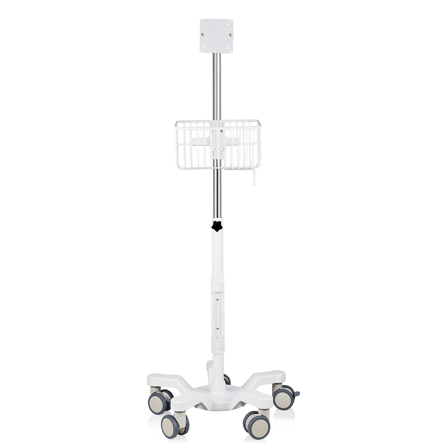 Viva Comfort Steel Welch Allyn 4400 Vital Signs Monitor Steel Mobile Stand with Storage Basket, White (ADIME911-01-MK)