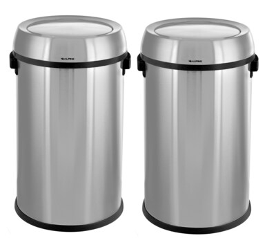 Alpine Industries Stainless Steel Trash Can with Swing Lid, 17 Gallon (ALP470-65L-1)