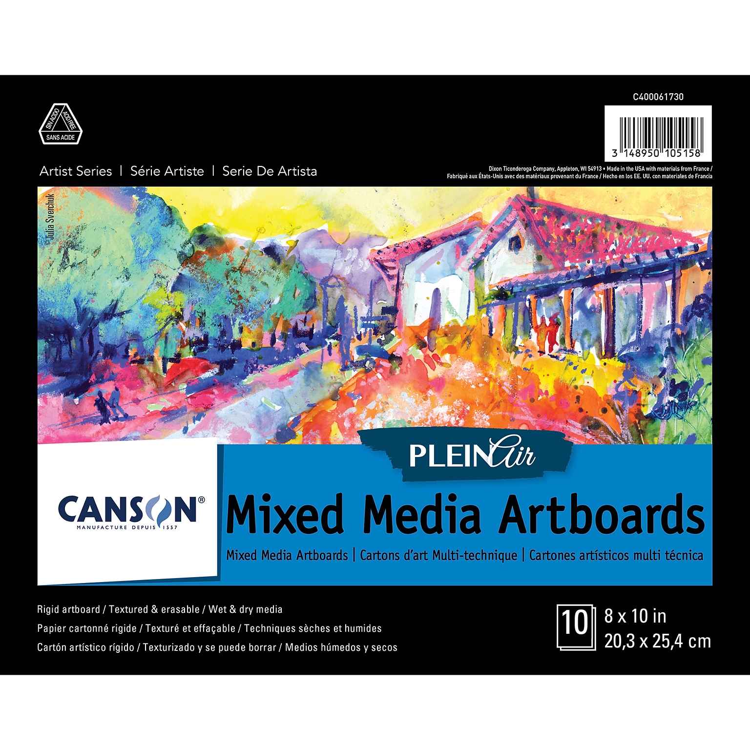 Canson Artist Series Canva Plein Air Art Boards, 8 x 10, 10 Sheets/Board (MCXC400061730)