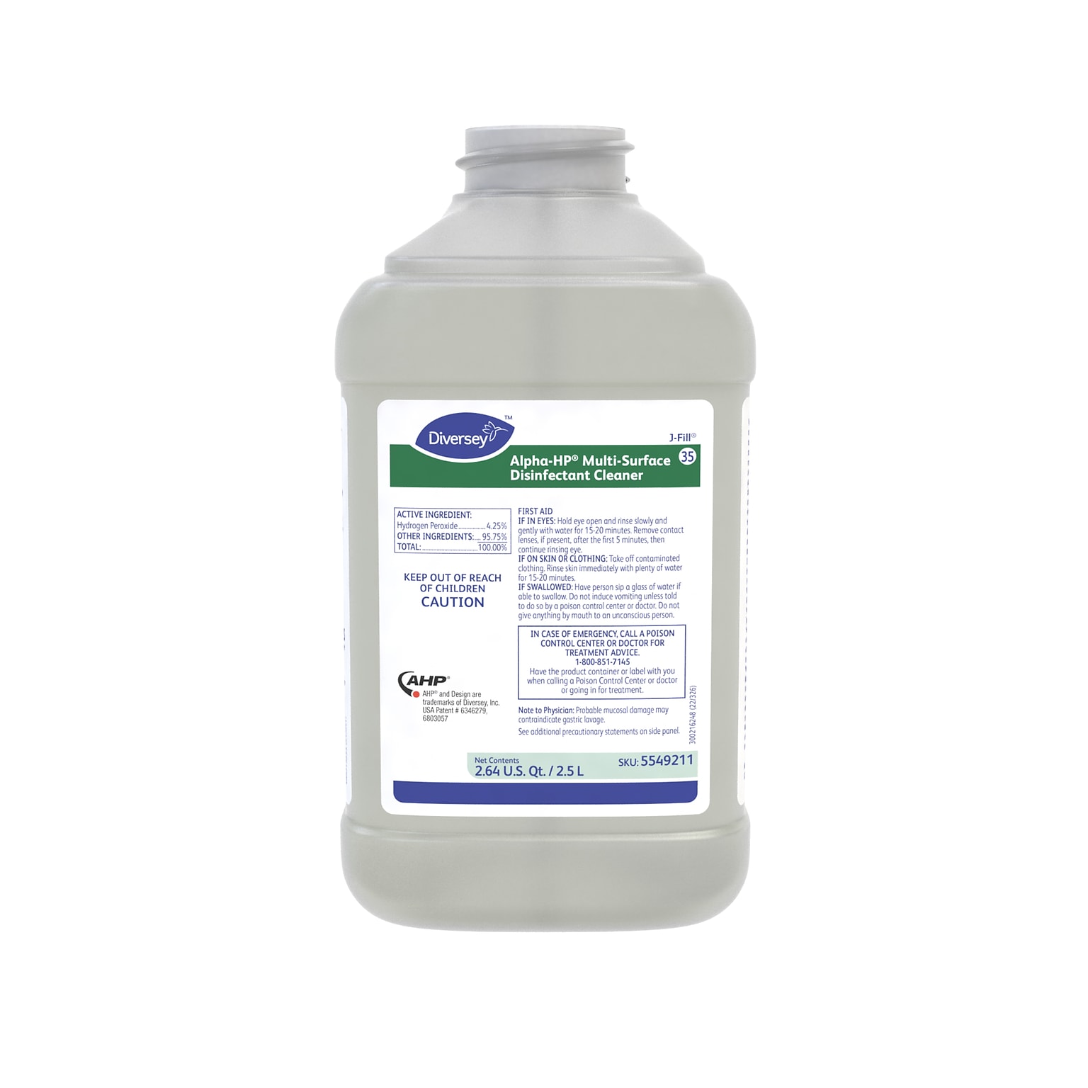 Alpha-HP 35 Disinfectant for Diversey J-Fill, Citrus, 2.5 L / 2.64 U.S. Qt., 2/Carton (55492110)