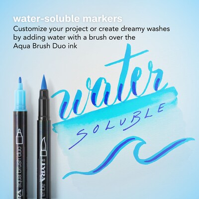 Lyra Aqua Brush Duo Water-Based Marker, Dual-Tip, Assorted Colors, 6 Markers/Set, 2 Sets/Bundle (LYXL6521060-2)