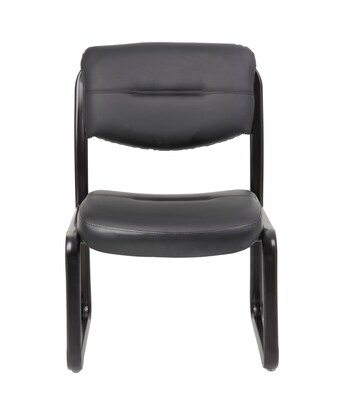 Boss Armless Leather Sled Base Side Chair, Black (B9539)