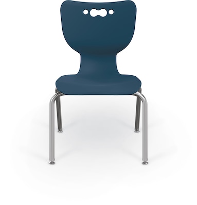 MooreCo 14" Hierarchy Student Chair with 4 Legs, Navy/Chrome Base (703673595414)