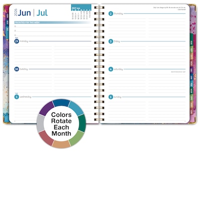2026-2027 Excello Brands 8.5" x 11" Academic Weekly & Monthly Planner, Paperboard Cover, Rainbow Gold Marble (FSHN-AY26-8511-36)