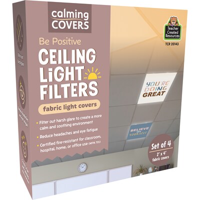 Teacher Created Resources Calming Covers Ceiling Light Filters, 2 x 4, Be Positive, 4/Pack (TCR201