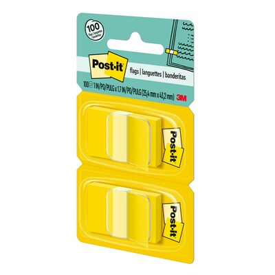 Post-it Flags, .94" Wide, Yellow, 100 Flags/Pack (680-YW2)