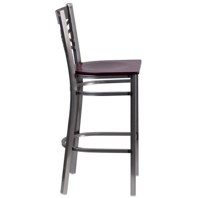 Flash Furniture HERCULES Series Traditional Metal X-Back Restaurant Barstool, Clear Coat/Mahogany (XU6F8BCLBARMAHW)