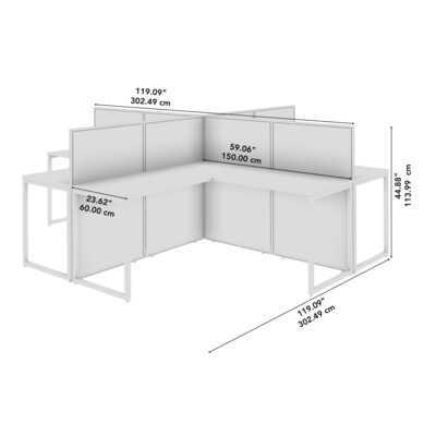Bush Business Furniture Easy Office 45"H x 119"W 4 Person X-Shaped Cubicle Panel Workstation, Natural Elm (EOD760NE-03K)