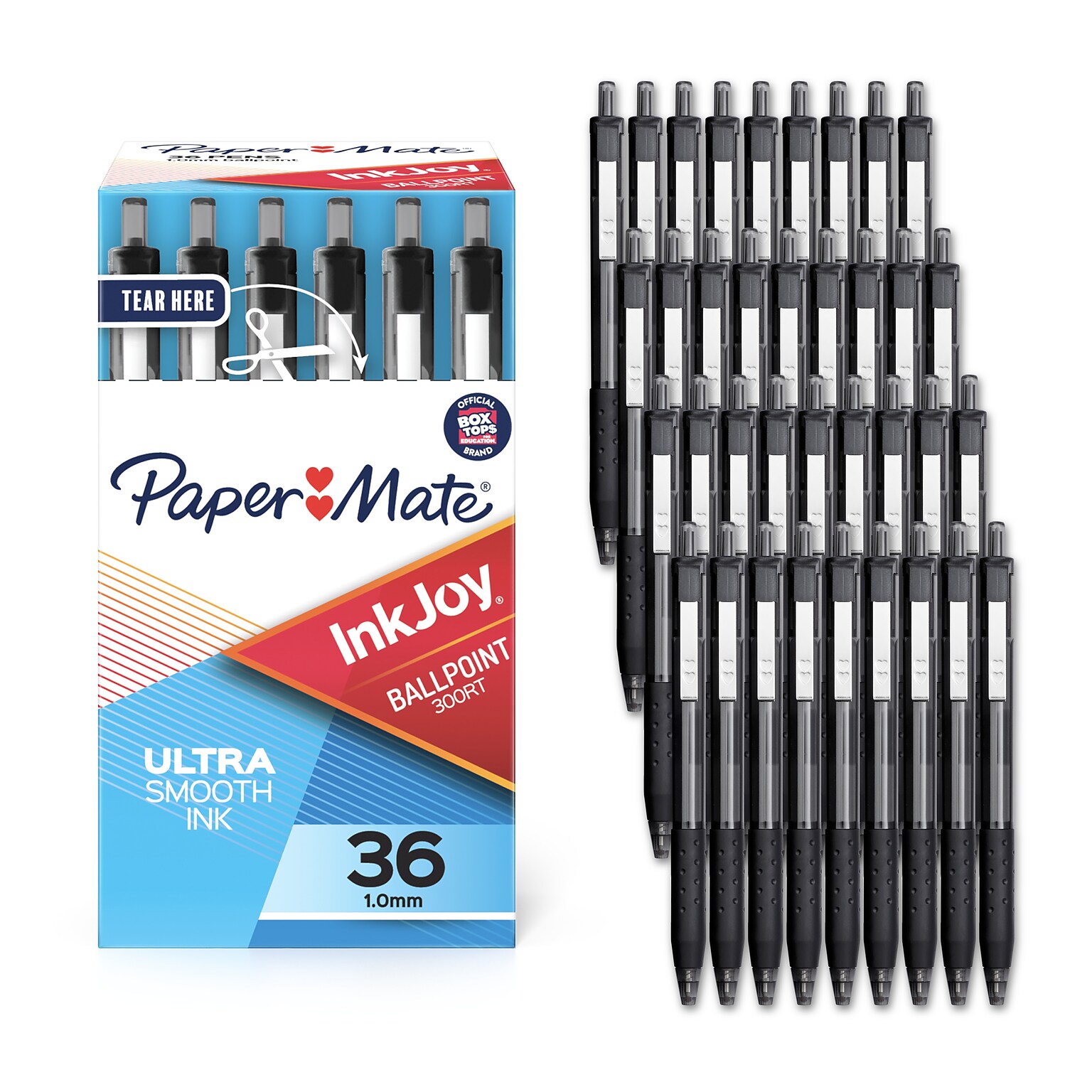 Paper Mate InkJoy 300RT Retractable Ballpoint Pens, Medium Point, 1.0mm, Black Ink, 36/Pack (1921068/1951378)