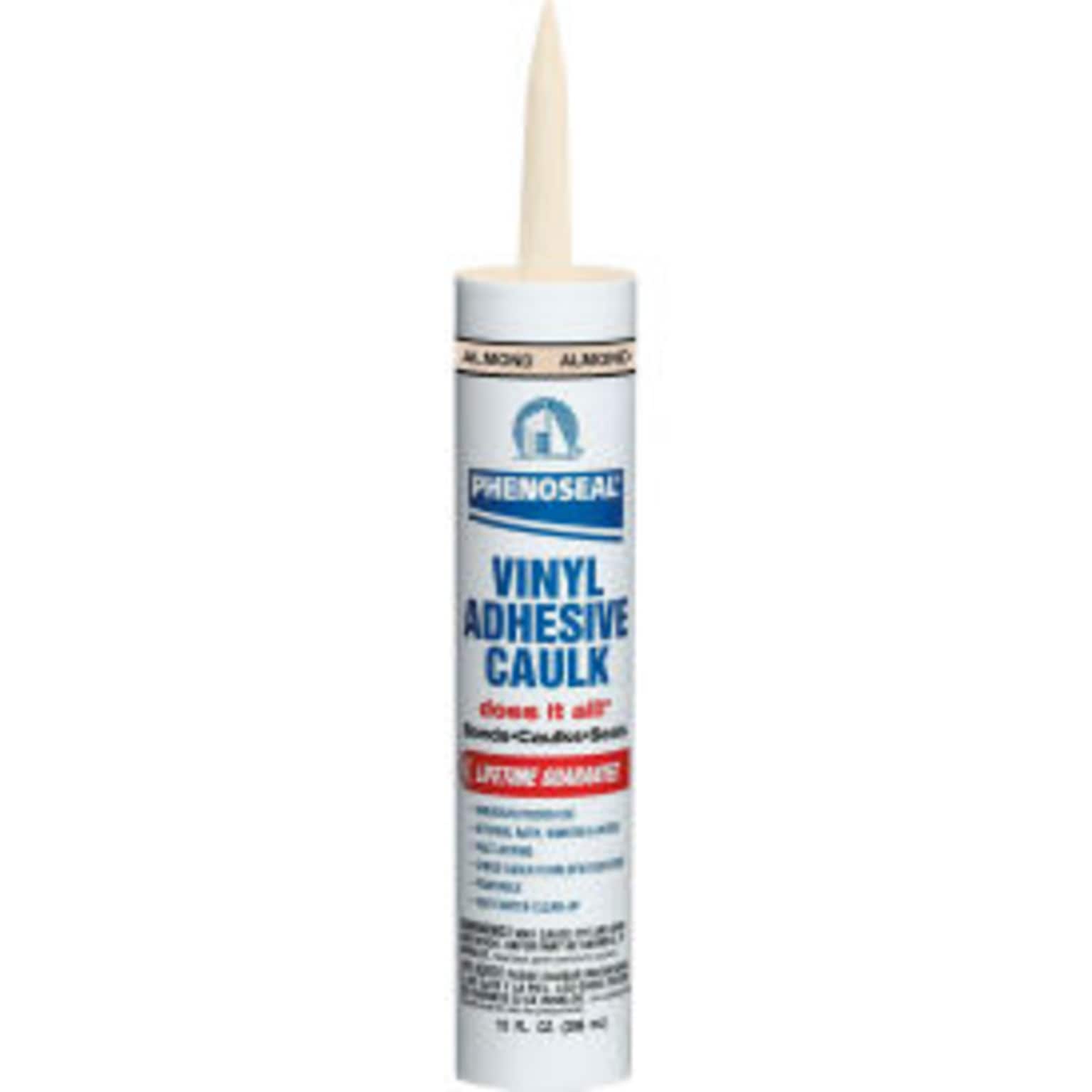 Dap PHENOSEAL Does It All Vinyl Adhesive Caulk, Almond, 10 oz., 12/Pack (B2321324)
