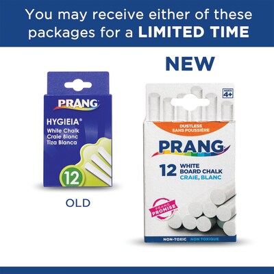 Prang Hygieia Board Chalk, White, 12/Box (31144)
