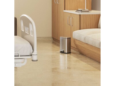 HLS Commercial Stainless Steel Step Trash Can with Hinged Lid, 1.32-Gallon, Silver (HLSS01R)