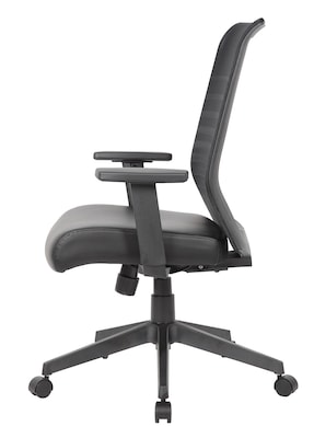 Boss Office Products Ergonomic Mesh/Vinyl Swivel Task Chair, Black (B6566AM-BK)