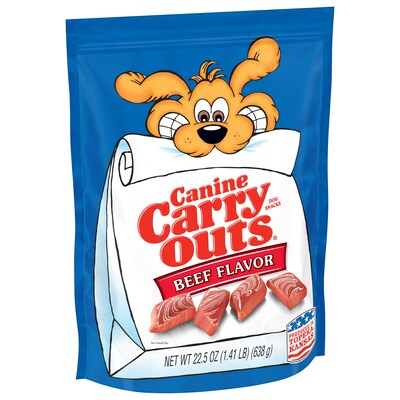 Canine Carry Outs Beef Flavor Dog Treats, 25 oz. Bag, 6/Carton (SMU50154CS)
